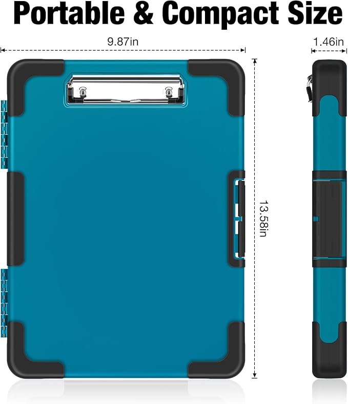 Sooez Toughest Clipboard with Storage, Internal Pen Pouch Included, Letter/ A4 Size, Shockproof Heavy Duty Plastic Clip Boards 8.5x11”, High Capacity Clipboards Box Case for Contractor Trucker Driver