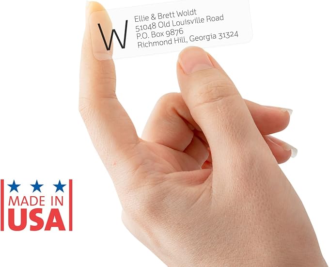 Clear Monogram Rolled Address Labels / 250 Personalized Return Address Labels/Designer Address Stickers in Elegant Plastic Dispenser