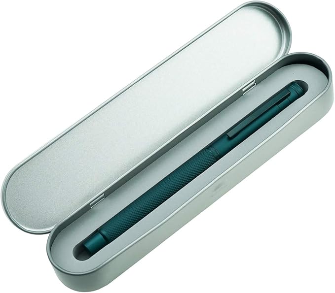 Asvine Dark Green Forest Fountain Pen Fine Nib Classic Design with Converter and Metal Pen Case Set