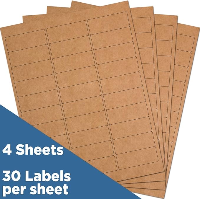 JAM PAPER Return Address Labels - Standard Mailing - 1 x 2 5/8 - Brown Kraft - 120 Shipping Labels/Pack