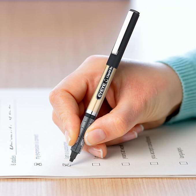 EYEYE 12 Pack 0.5mm Extra Fine Point Blue Rollerball Pens Quick Dry Liquid Ink, Smooth Writing Fine Tip Pens for Journaling, Note Taking, Office & School Supplies