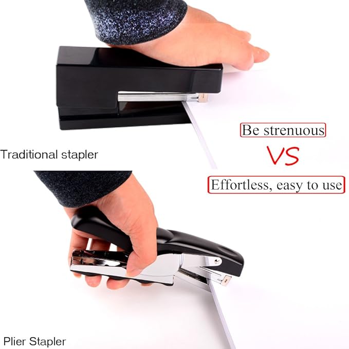 Stapler with 1000 Staples-Plier Stapler Save 60% Power,Good for Stapling at Home School or Warehouse (Black 4 Pack)