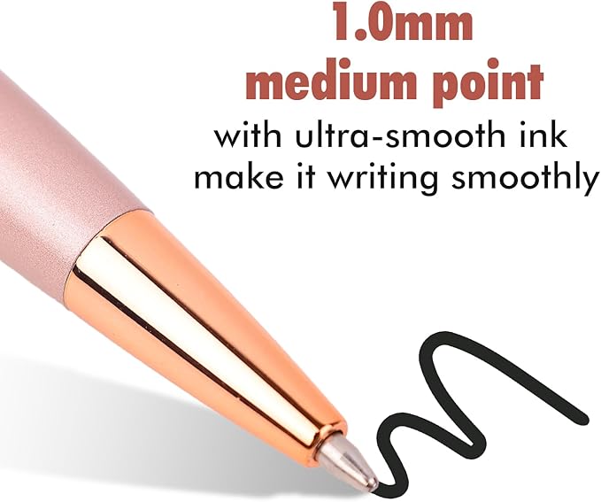 10 Pack Funny Sarcastic Ballpoint Pens, Office Snarky Metal Luxury Rose Gold Ballpoint Pen Encouraging, Office Gift, Black Ink