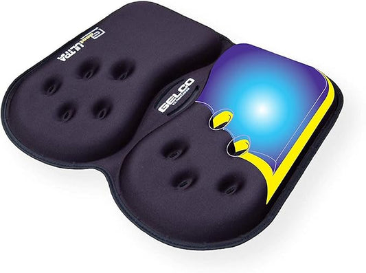 GSeat Ultra Orthopedic Gel and Foam Seat Cushion (Black) – for Coccyx, Back, Tailbone, Prostate, Postnatal, and Sciatica Pain/Discomfort – Office, Car, Chair, Travel
