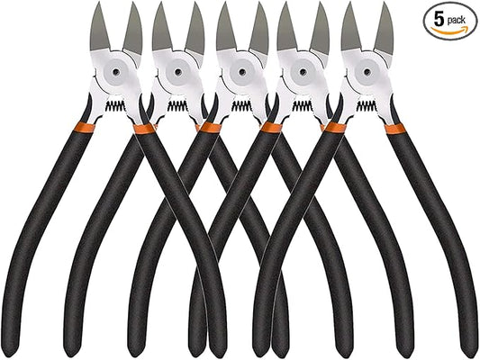 BOENFU Wire Cutters Heavy Duty 5 Pack Side Cutters 6 Inches Wire Snips Flush Cut Pliers Metal Cutting Tool for Crafting, Floral, Artificial Flowers, Chicken Wire, Electrical