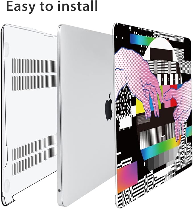 Compatible with MacBook Air 13 inch Case 2022 2021 2020-2018 Release M1 A2337 A2179 A1932 with Touch ID, Hard Print Case + Keyboard Skin + Webcam Cover + Screen Protector, Creative Finger