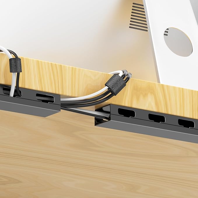 Upgraded Cable Management Under Desk with Big Hole,61(4X15.4) Inch Open Slot Cable Raceway Kit,Wire Cover and Desk Cable Organizer for Home & Office,Cord Hider Management to Hide Tv/Computer