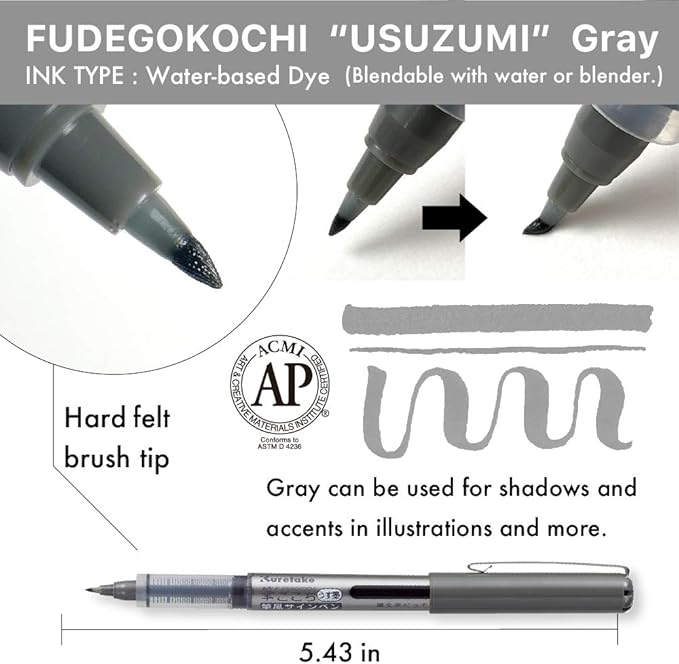 Kuretake Zig Inktober pen set, for Illustration, Manga Drawing, Lettering and Calligraphy, Professional Artist, Made in Japan (FUDEGOKOCHI(3pcs.))