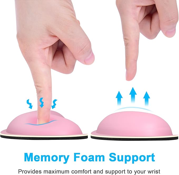 Dapesuom Mouse Wrist Rest, Ergonomic Memory Foam Mouse Wrist Support, Leather Hand Rest Pad Cushion for Gaming, Office, Laptop, Wireless Mouse, Men, Women, Pain Relief & Easy Typing, Rose Pink
