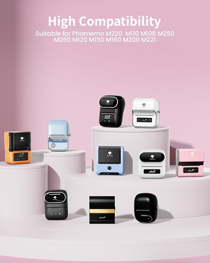 Phomemo M220 Labels,3 Roll Pink Labels for M220 M110 M108 M250 M260 M221 M200 M120 M150 Label Maker,1.57'' x 1.18''(40 x 30mm) Sticker Label for Barcode,Name,Home,Office,School
