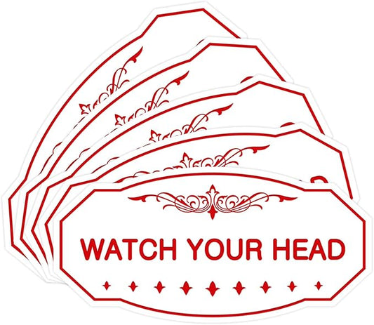 Signs ByLITA Victorian Watch Your Head Sign (White/Red) - Small 5 Pack