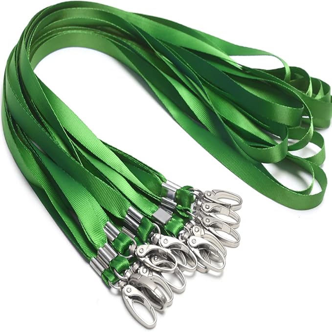 50 Pack Lanyards for Id Badges Holder Bulk Lanyard with Clip Swivel Hooks (Green)