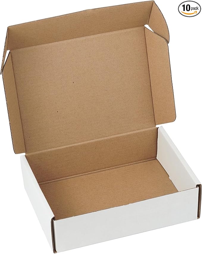10 Pack 7"x5"x2" inch Small Shipping Boxes White Corrugated Cardboard Box for Small Business, Mailer, Shipping, and Packing
