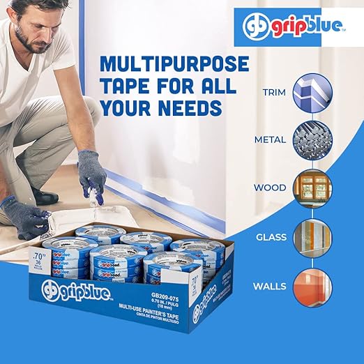 Blue Painters Tape 3/4 Inch Wide, 36 Rolls Masking Tape - Perfect for Precise Lines on Walls & Trim, Multi-Surface, Residue-Free, Easy Removal - Ideal for Indoor & Outdoor Use, 0.70in x 60yds