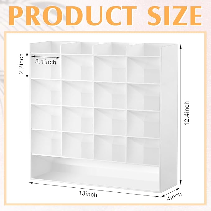 Acrylic Pen Organizer Storage for 250 Markers Vertical Marker Organizer Acrylic Pen Display Holder for Office Desk Desktop Stationery Pencil Storage, White, 13 x 4 x 12.4 Inch