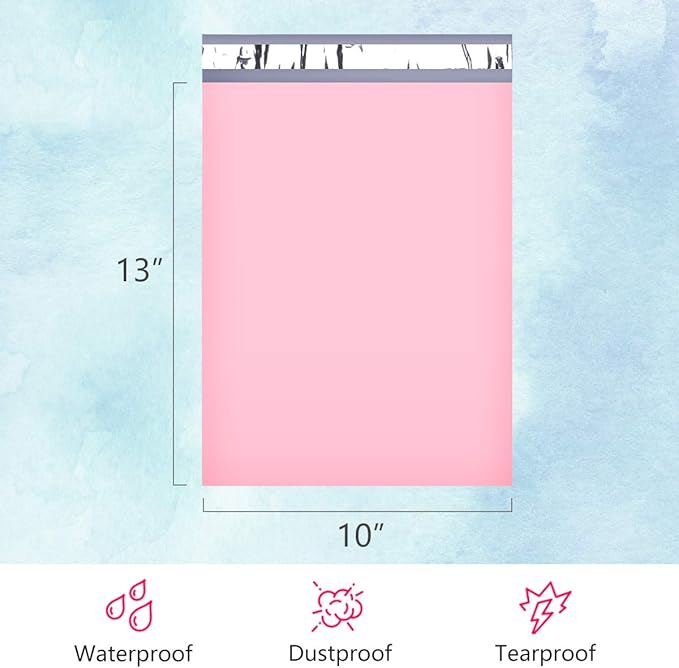 UCGOU Poly Mailers 10x13 Inch Light Pink 100 Pack Shipping Bags #4 Strong Mailing Envelopes Boutique Packaging Postal Self Seal Adhesive Waterproof and Tear Proof Small Business for Clothes Books