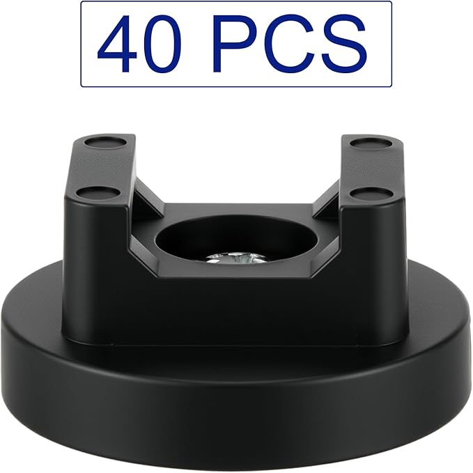 Yookeer 40 Pcs Magnetic Zip Tie Mount Base Black Magnetic Cable Clips Wire Holder Multipurpose Cable Ties Management Base Electrical Supplies for Wire (31 mm)