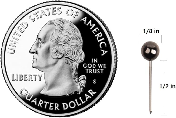 Yalis Push Pins Map Tacks 1/8-Inch Metallic Color Beads Head Marking Pins, 6 Colors, 360-count