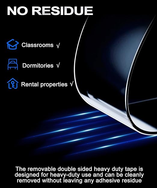 Extra Large 1.18 "x20Ft Heavy Duty Clear Double Sided Tape Mounting with Inch Measurement Mark, Removable Tough Nano Strong Tape, Used for Walls, Carpets, Posters, Dormitories