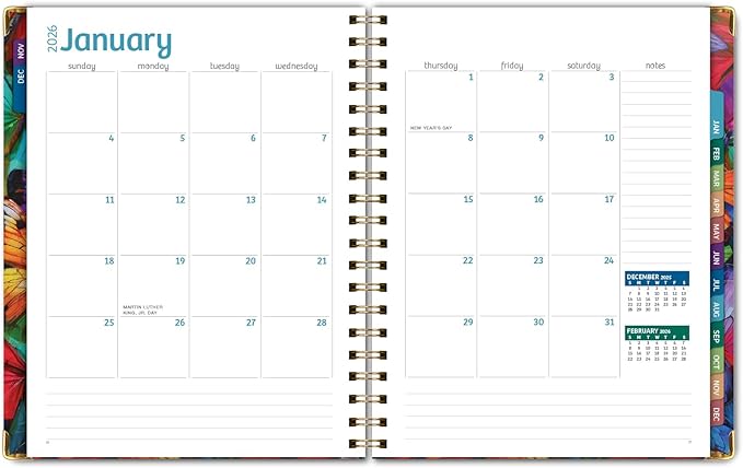 HARDCOVER 2026 Planner, 8.5"x11": 14 Months (November 2025 - December 2026), Daily Weekly Monthly Planner, Yearly Agenda, Bookmark, Pocket Folder and Sticky Note Set (Colorful Butterflies)