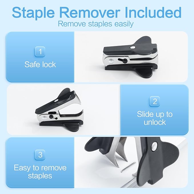 M&G Desktop Stapler with 25 Sheet Capacity, Two Binding Modes, Basic Stapler Set with 1000 Staples and Remover, Durable Staplers for Office School Home (Grey)