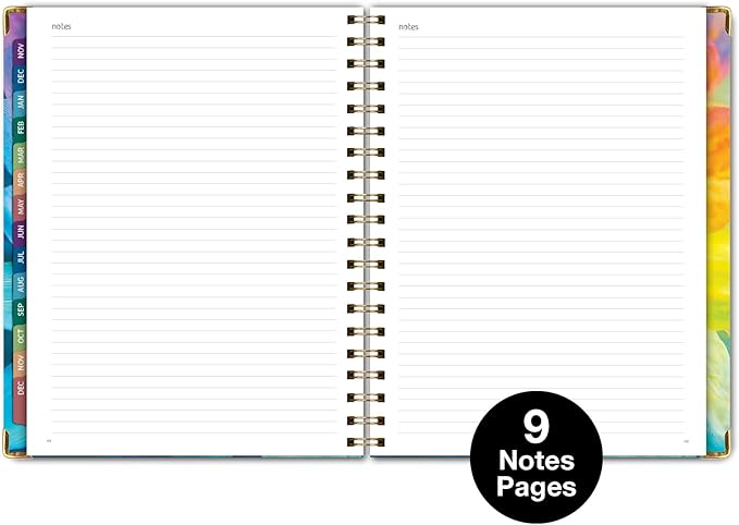 HARDCOVER 2026 Planner, 8.5"x11": 14 Months (November 2025 - December 2026), Daily Weekly Monthly Planner, Yearly Agenda, Bookmark, Pocket Folder and Sticky Note Set (Rainbow Petals)