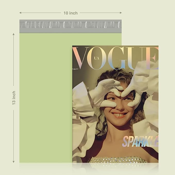 Metronic Poly Mailers 10X13 100PC, Sturdy Shipping Bags for Small Business, Waterproof Mailers Poly Bags, Strong Adhesive Shipping Envelopes for Clothing, Efficient Mailing Envelopes in Avocado Green