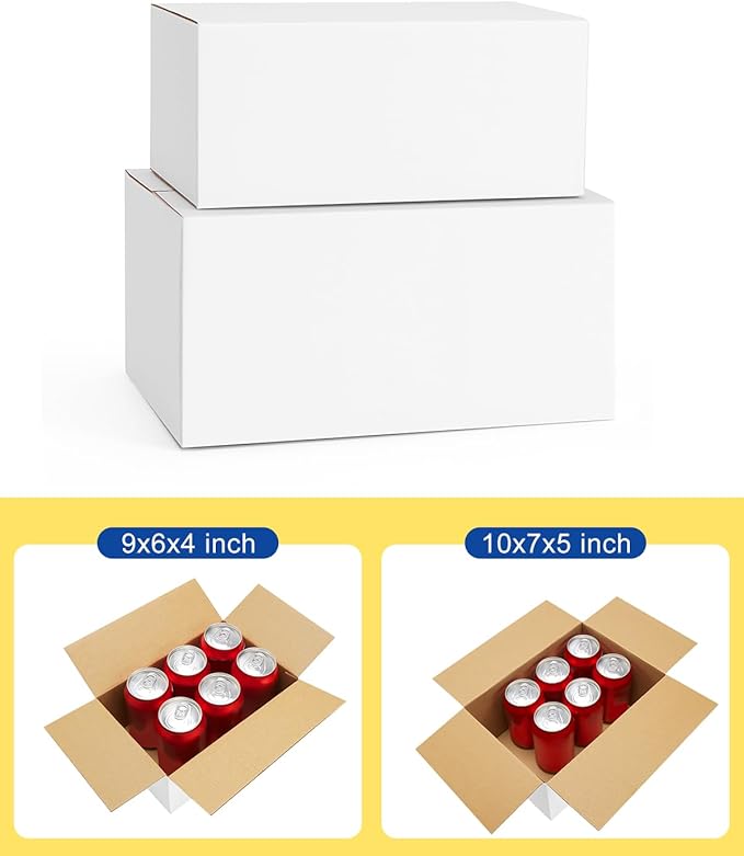 Assorted-Sizes-Shipping-Boxes-40-Pack: 9x6x4 & 10x7x5 Small-Shipping-Boxes-Mailers, White Corrugated-Cardboard-Boxes-for-Packing-Small-Business Mailing