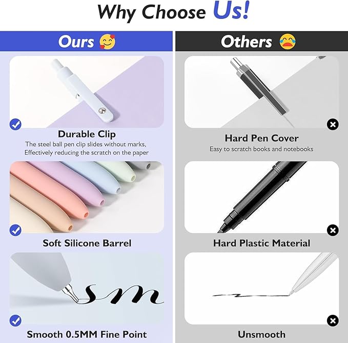 Vanhench 5Pcs Gel Pens, Black Ink Pen Fine Point Smooth Writing Pen, Aesthetic Pens for Journaling Note Taking, Teacher Gifts for Women, Teacher Supplies, Preppy Stuff