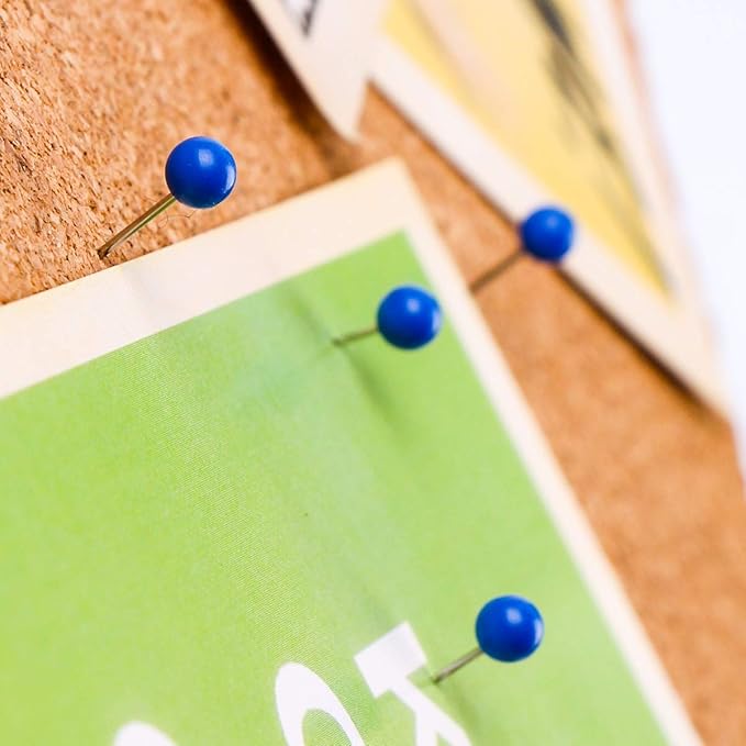 Map Tacks 1/8-Inch Assorted Color Beads Head Map Marking Push Pins,500-count (Blue)