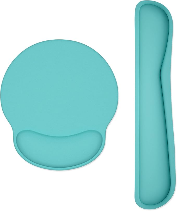 Dapesuom Keyboard Wrist Rest and Mouse Pad with Wrist Support, Cute Memory Foam Cushion for Keyboard and Mouse Set, Ergonomic Desktop Pad Rests with Non Slip Base for Easy Typing & Pain Relief, Green