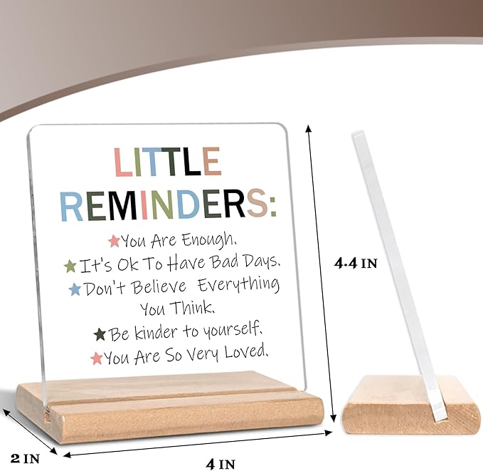 Inspirational Office Gifts for Women Men, Little Reminders You are Enough Acrylic Decorative Sign for Office Home, Motivational Office Gifts for Coworker