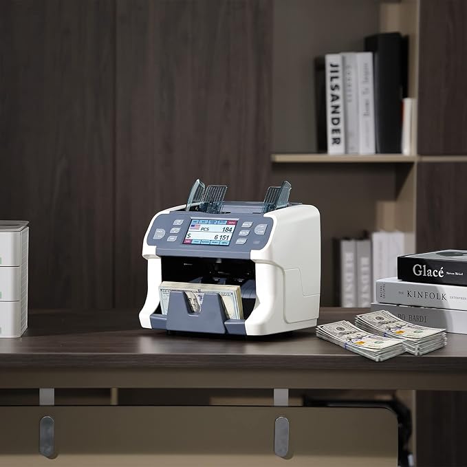 MUNBYN IMC41 Money Counter Machine Mixed Denomination, Value Counting, Multi Currency Mixed Bill Counter, CIS/UV/IR/MG/MT Detection, USD/Euro/CAD/MXN Cash Counter for Business, 2 Years Warranty