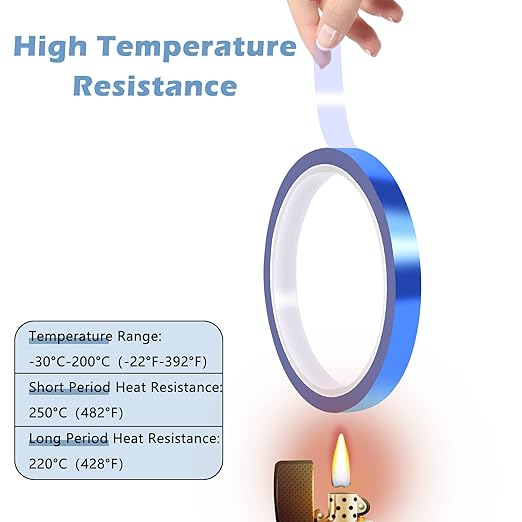 HTVRONT Heat Resistant Tape - 10mm X 33m Blue Heat Transfer Tape 2 Rolls Heat Tape, No Residue High Temperature Tape, High Adhesion Heat Tape for Sublimation, Heat Press, HTV Heat Transfer Tape