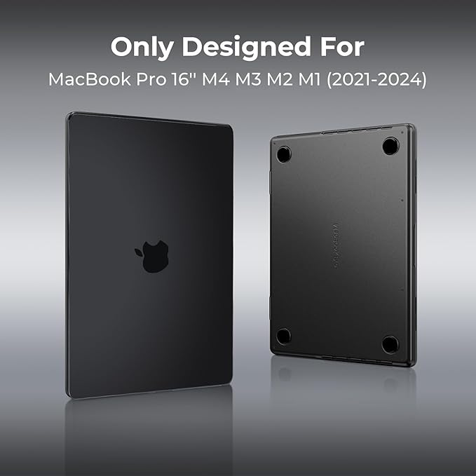 KEROM Space Black Clear Case for MacBook Pro 16 inch 2024-2021 M4 M3 M2 M1 Pro/Max Chip A3403 A3186 A2991 A2780 A2485, Matte Plastic Hard Shell Case & Keyboard Cover, Frosted Space Black