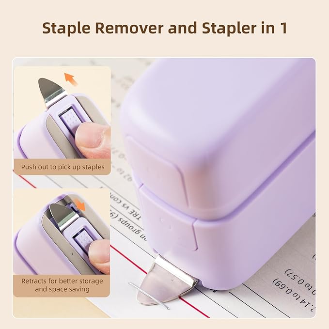 deli Stapler, Desktop Staplers with Integrated Staple Remover, 45 Sheet Capacity Office Stapler, 2 Pack, Purple