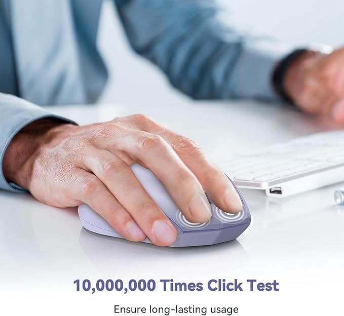 TECKNET Bluetooth Mouse, 4800 DPI Wireless Mouse, 2-Year Battery 6 Adjustable DPI, 6 Buttons Compatible with Laptop/Windows/Computer - Lavender