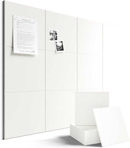 Large Felt Bulletin Board 48" x 36" Cork Board Alternative-12 Pack with 70 Safe Removable Adhesive Tabs, Cork Boards for Walls Cork Board for Home Office Classroom Pin Board - Milky White