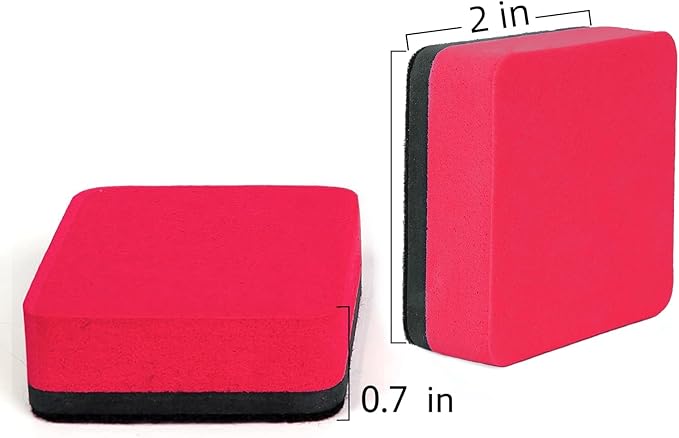 Dry Erase Erasers, 48 Pack Magnetic Whiteboard & Chalkboard Cleansers, Small Magnetic Erasers (Red)