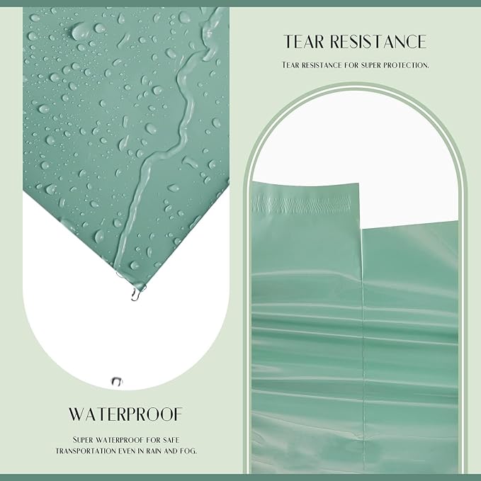 Metronic Poly Mailers 12X15.5 500Pack, Strong Adhesive Shipping Envelopes for Clothing, Waterproof Shipping Bags for Small Businesses, Flexible Mailers Poly Bags, Grayed Jade Green