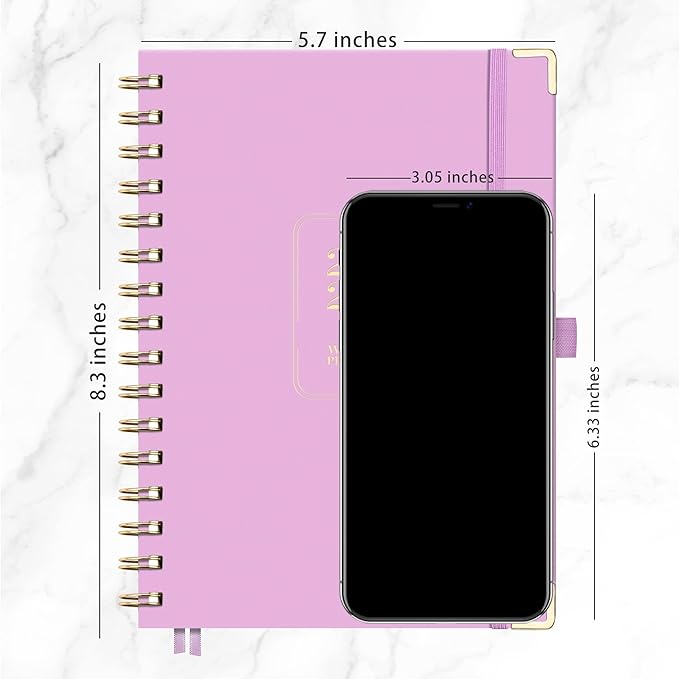 RETTACY 2026 Planner, Weekly and Monthly, Medium Size (5.7" x 8.3"), Jan - Dec 2026, Agenda, Calendar, 12 Month Tabs, Hardcover, 100 GSM Thick Paper, Spiral-bound (Lilac)
