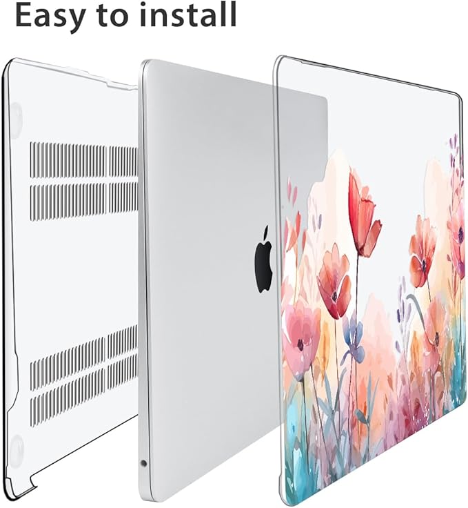 Compatible with MacBook Air 13 inch Case 2022 2021-2018 A2337 M1 A2179 A1932 Retina Display with Touch ID, Plastic Hard Shell Case +Keyboard Cover+Screen Protector+Webcam Cover, Garden Floral