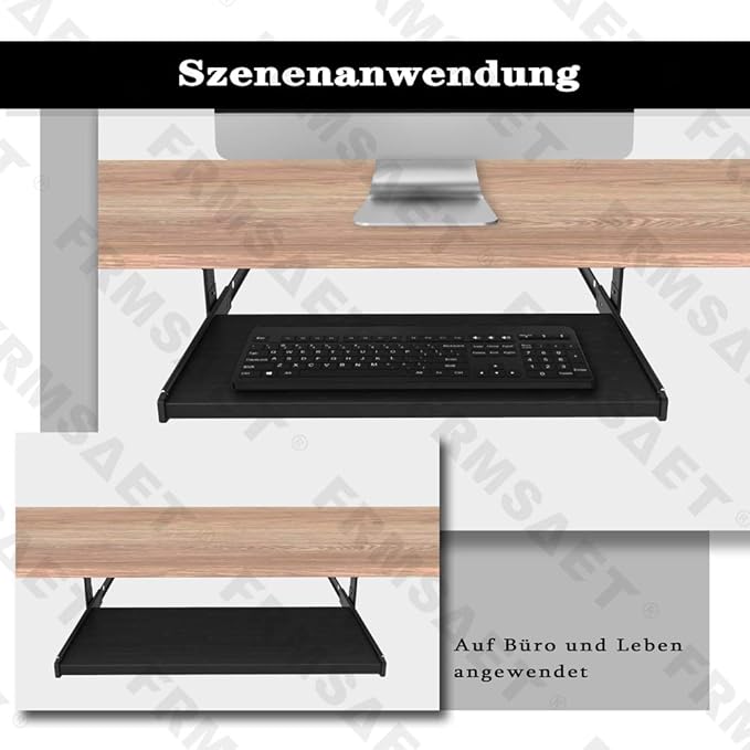 FRMSAET Furniture Accessories Office Product Suits Hardware 20/24/30 inches Keyboard Drawer Tray Wood Holder Under Desk Adjustable Height Platform. (20 inches, Black)
