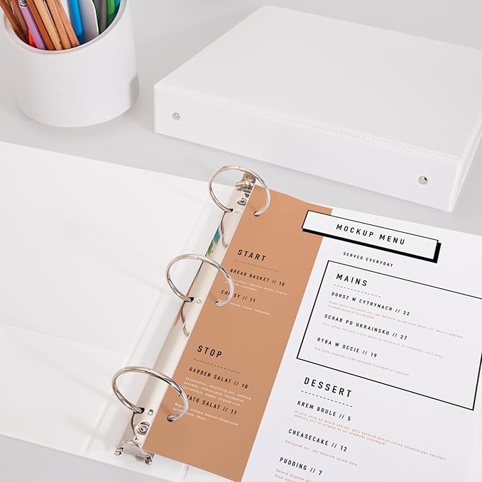 COMIX Sturdy 3 Ring Binder 2 inch with Clear View Cover, 2" Round Ring View Binder, PVC-Free, 450 Sheets Capacity of US Letter Size Paper, Office ＆ School Supplies, Pack of 6 (White)