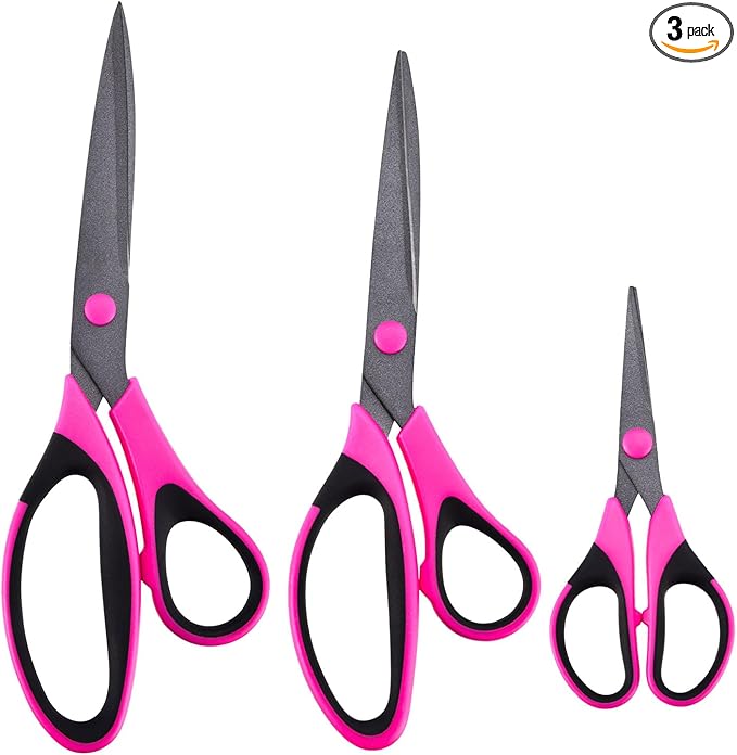 Craft Scissors Set, Sharp Scissors All Purpose Heavy Duty, Teflon Non-stick Titanium Coated, Ergonomic Grip, Ideal for Sewing Fabric DIY&Arts Scrapbook School Office Supplies, 9.3''/8.5''/5.6"