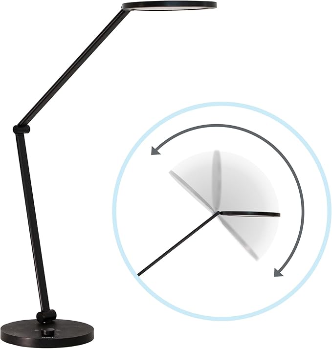 Vari LED Studio Lamp- Varidesk Modern Desk Lamp for Home Office- Flexible Positioning, Stable Base- Three Color Settings- Bright Task Lamp- Ideal for Study Area and Workspaces