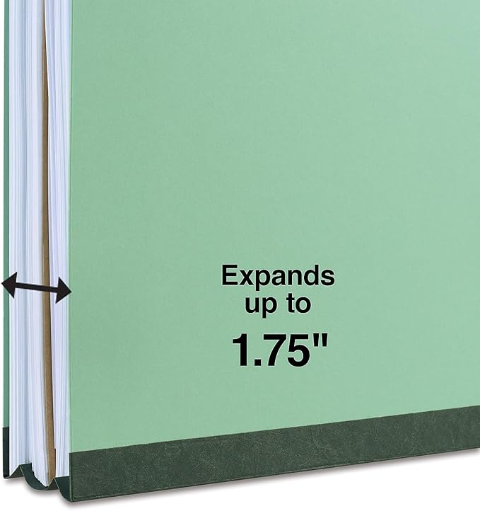 Staples Colored Pressboard Classification Folders, Legal, 1 Partition, Green, 20/Pack