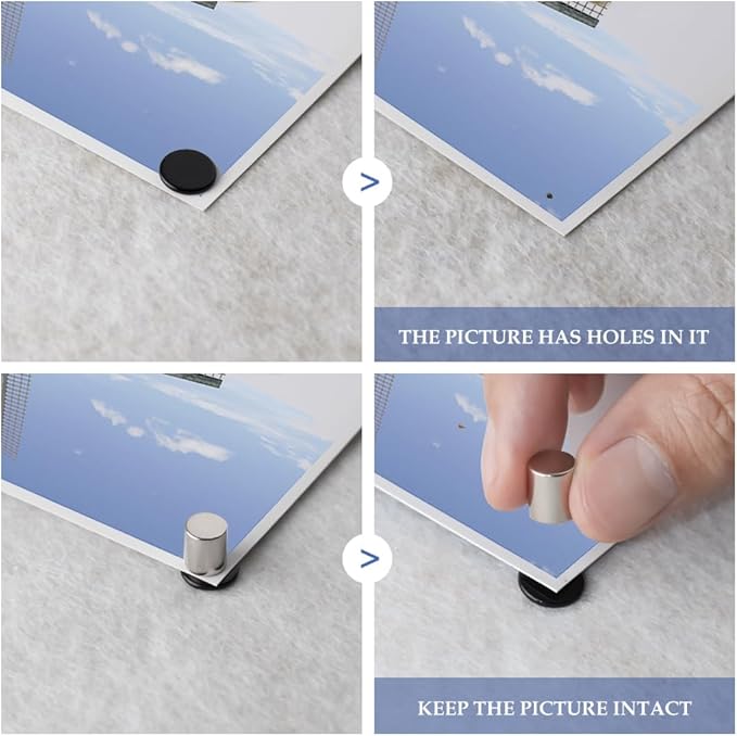 50 Sets Magnetic Pushpins, Magnet Thumbtack, Poster and Photo Hangers for Walls Bulletin Boards