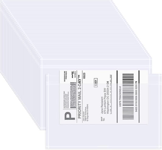 AZUREAL 60PCS Shipping Label Sleeves, 6.7" x 9.8" Packing Slip Pouches, Packing List Envelopes/Shipping Label Envelopes for Mailing, Packing List, Packaging, Protective Documents