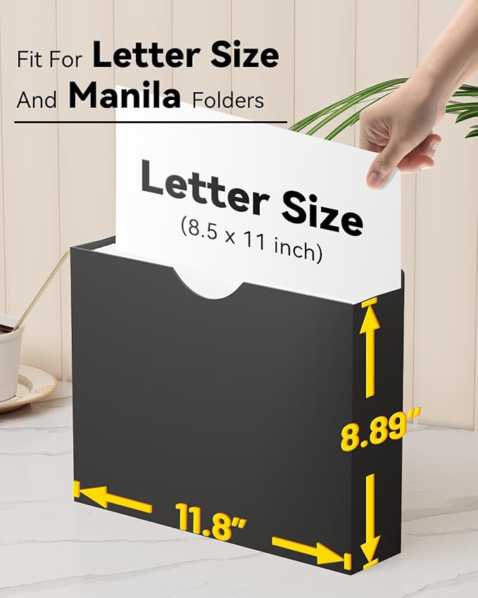 ANSOOK 2 Inch Plastic File Jackets, Manila File Folders Letter Size, Heavy Duty Expanding File Folders, Expansion Pocket, Reinforced Straight Cut Tab, 12 Pack, Black Folders for Office School Home